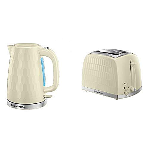 cream-kettle-and-toaster-sets Russell Hobbs Honeycomb Kettle and 2 Slice Toaster