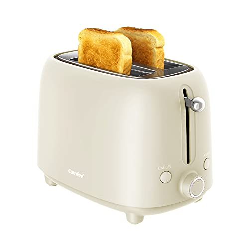 cream-toasters COMFEE' Retro Style 2 Slice Toaster with 7 Brownin