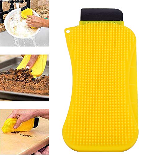 dish-squeegees ZHANGTING 3-in-1 Silicone Dish Sponge, Pan Safe Si