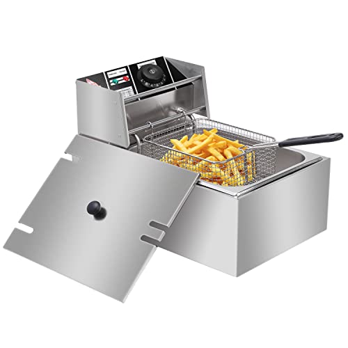 double-deep-fat-fryers Bonnlo 10.8L Electric Deep Fryer w/ Basket & Lid,