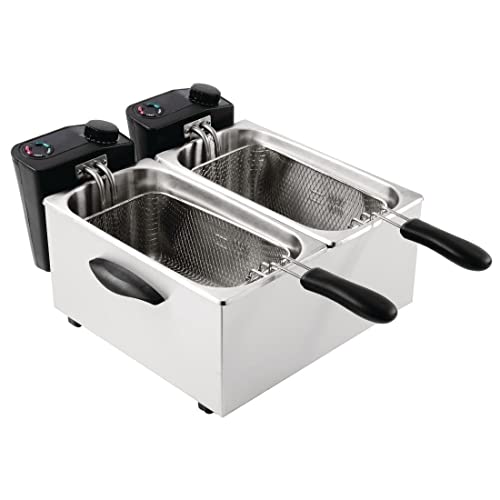 double-deep-fat-fryers Caterlite Light Duty Fryer with Two 3.5L Tanks and