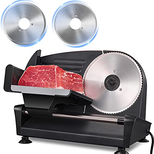 electric-meat-slicers Meat Slicer Machine Electric for Home 200W, 2 Remo