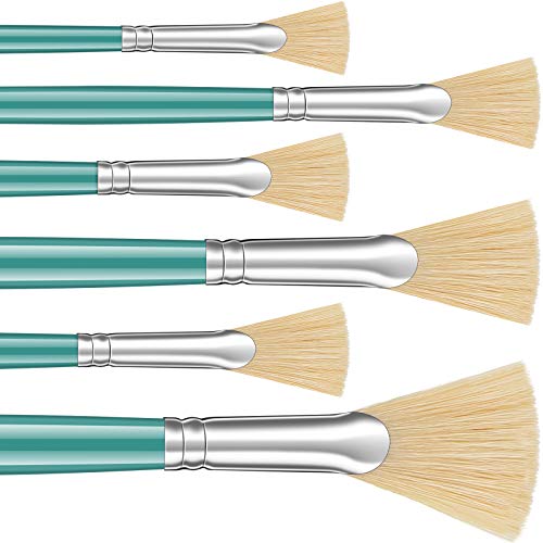 fan-brushes 6 Pieces Fan Brushes Set Hog Bristle Hair Paint Br