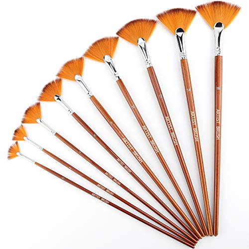fan-brushes AIEX 9 Pieces Fan Paint Brushes, Anti-Shedding Nyl