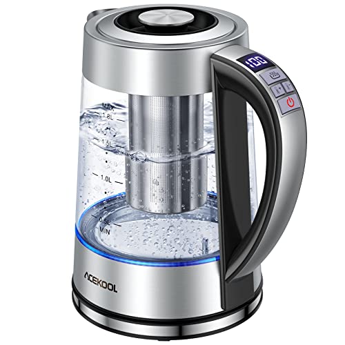 filter-kettles Electric Kettle Acekool 1.8L Glass Kettle with St