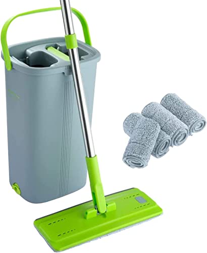 flat-mops EasyGleam Mop and Bucket Set. Microfibre Flat Mop