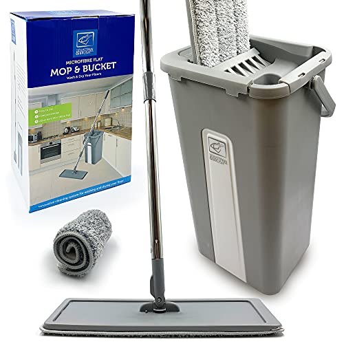 flat-mops Floor Mop and Bucket Set − Easy Squeeze Mop Buck