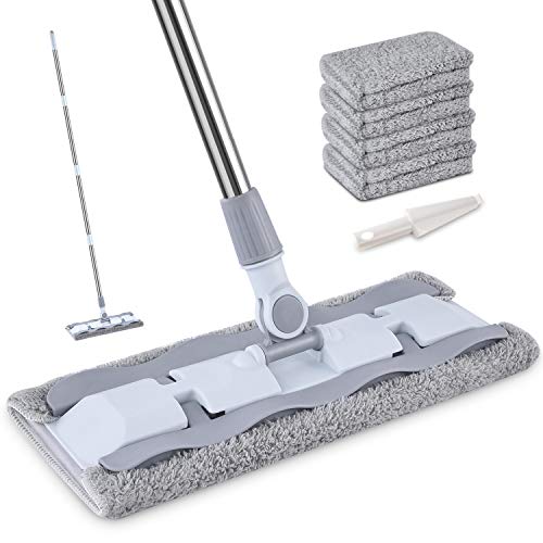 foldable-mops Flat Floor Mop, HOMTOYOU Microfibre Dust Mop for L