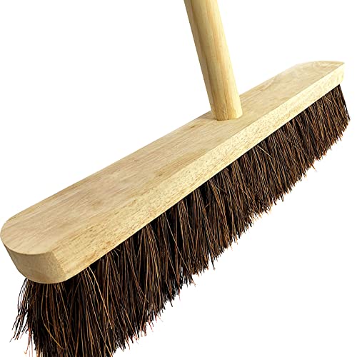 garden-brushes 18” Stiff Broom Outdoor Heavy Duty with Wooden H