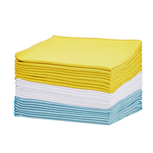 glass-cloths Amazon Basics Blue, Yellow and White Microfibre Gl