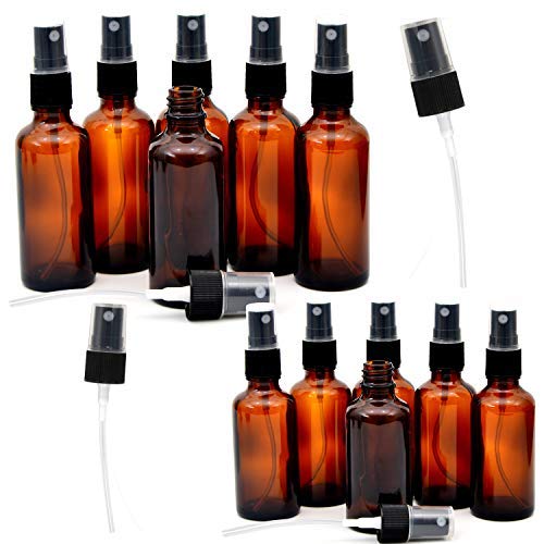 glass-spray-bottles Youngever 12 Pack Empty Amber Glass Spray Bottles,