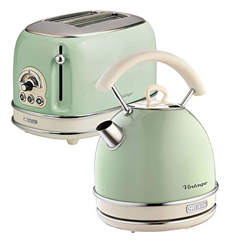 green-kettles Ariete Retro Style Dome Kettle and 2 Slice Toaster