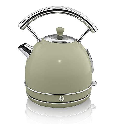 green-kettles Swan Retro 1.8 Litre Dome Kettle, Green, Fast Boil
