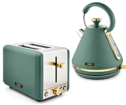 green-kettles TOWER Cavaletto 1.7L 3KW Pyramid Kettle & 2 Slice