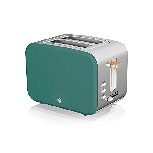 green-toasters Swan Nordic 2 Slice Toaster, Green, 900W, Soft Tou