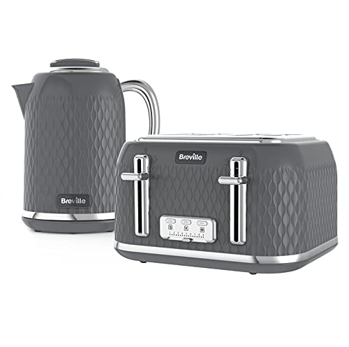 grey-kettle-and-toaster-sets Breville Curve Kettle & Toaster Set with 4 Slice T