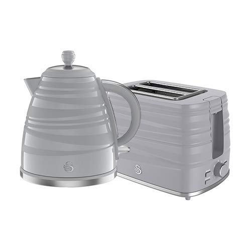 grey-kettle-and-toaster-sets Swan Symphony 2 Pack Kettle and Toaster Set in Gre