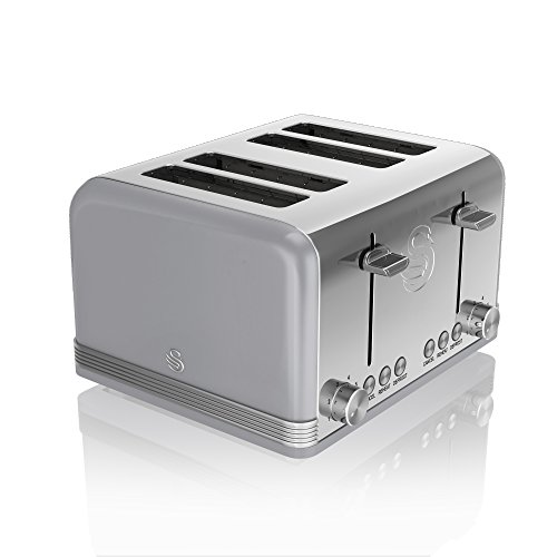 grey-toasters Swan ST19020GRN 4 Slice Retro Toaster (Grey)