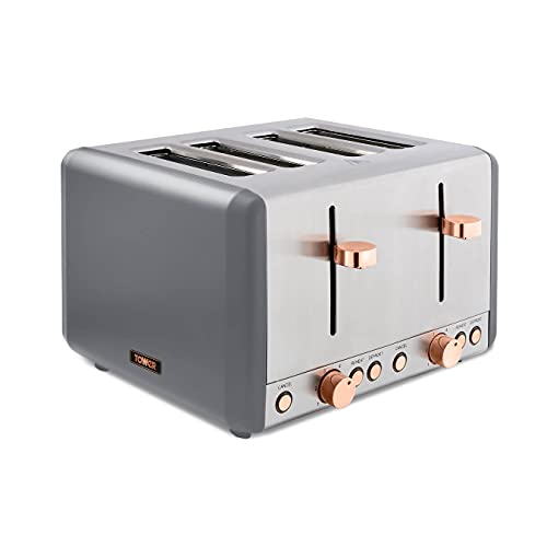 grey-toasters Tower T20051RGG Cavaletto 4 Slice Toaster, 7 Brown