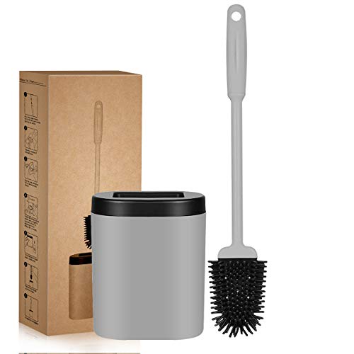 grey-toilet-brushes Grey Toilet Brush and Holder, Silicone Toilet Brus