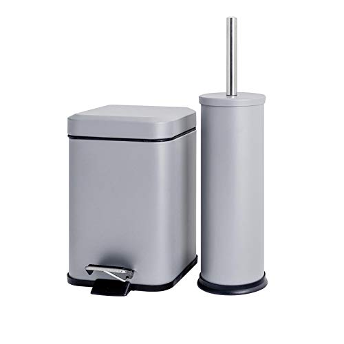 grey-toilet-brushes Harbour Housewares Bathroom Pedal Bin & Toilet Bru