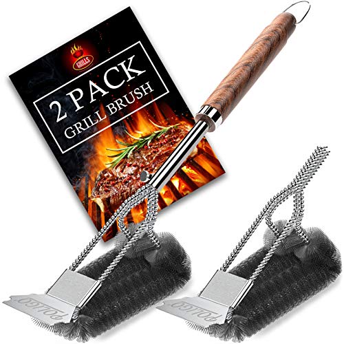 grill-brushes POLIGO 2 Pack Safe BBQ Grill Brush and Scraper, He