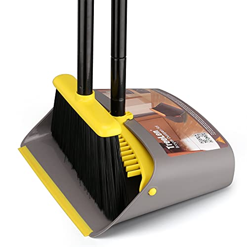 heavy-duty-dustpans-and-brushes TreeLen Long Handled Dustpan and Brush Set,Broom a