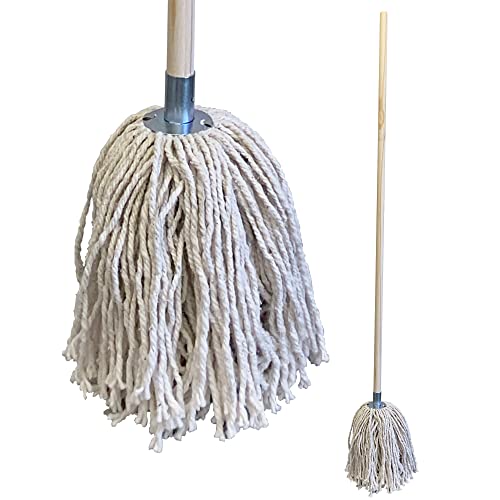 industrial-mops Pure Yarn Industrial Mop with Wooden Handle, Large