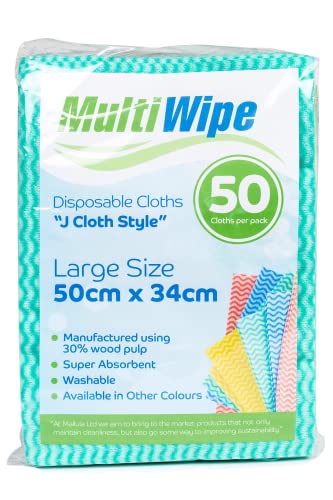 j-cloths 50 Large Green Disposable Cleaning Cloths |"J Clot