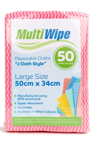 j-cloths 50 Large Pink Disposable Cleaning Cloths | Made Wi