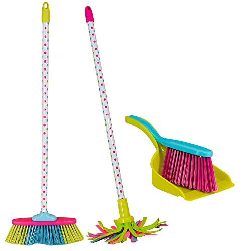 kids-dustpan-and-brush-sets Childrens Kids Cleaning Sweeping Play Set Mop Broo