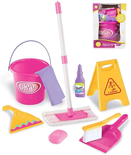 kids-dustpan-and-brush-sets Kidscrafttoys Childrens Cleaning Play Set Mop Dust