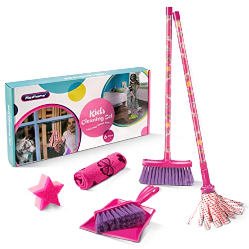 kids-dustpan-and-brush-sets Masthome Kids Cleaning Set, 6pcs Kids Dustpan and