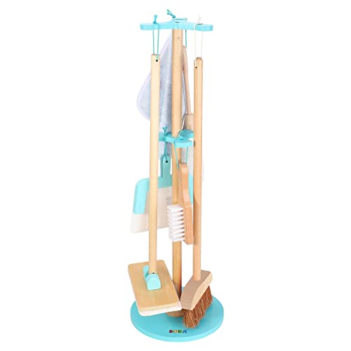 kids-dustpan-and-brush-sets SOKA Wooden Toy Cleaning Kit Pretend Play Househol