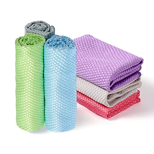 kitchen-cloths 6 Pack Easy Clean Fish Scale Nanoscale Cloth, Fish