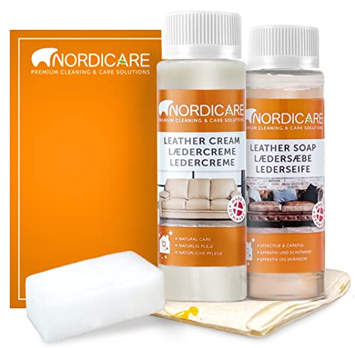 leather-sofa-cleaners Nordicare Leather Cleaner Care Kit for Sofas, Cars
