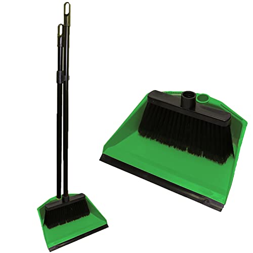 long-handled-dustpan-and-brush-sets LOGOK2K Cotarba Green Long Handled Dustpan and Bru