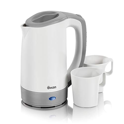 low-wattage-kettles Swan Dual Voltage Travel Kettle with Two Tea Cups,