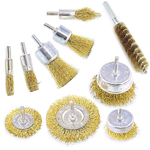 metal-brushes Wire Brushes Drills Set 10 pcs,Brass Coated Wire B