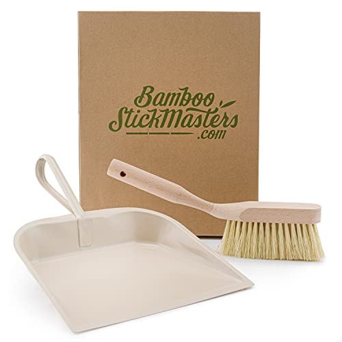 metal-dustpans-and-brushes Brush and Pan Set, Metal Pan with Wooden Brush - N