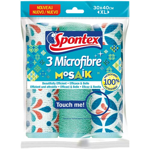 microfibre-cloths Spontex Mosaik Microfibre Cloths 3pk
