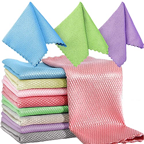 mirror-cleaning-cloths 8 Pack Fish Scale Cleaning Cloth Kitchen Towels, R