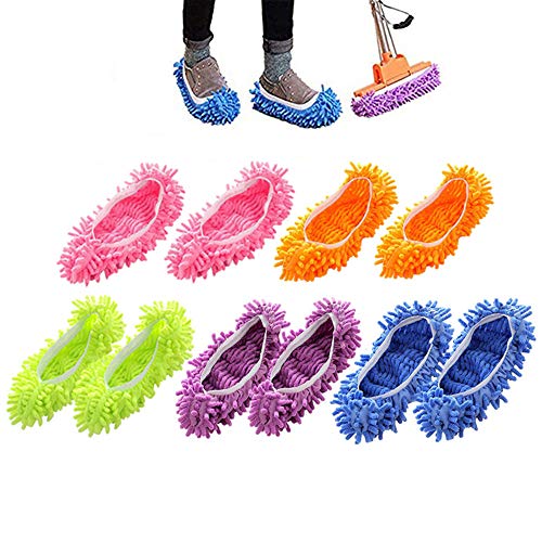 mop-slippers 5 Pairs Washable Mop Slippers Shoes Multi-Function
