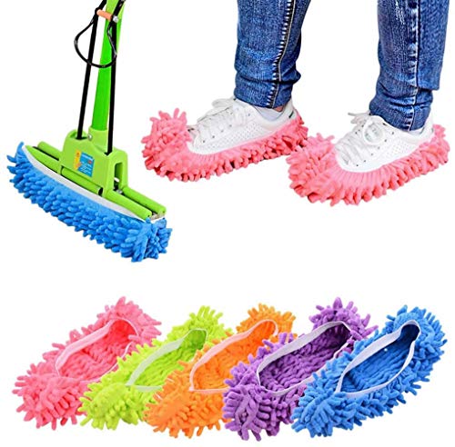 mop-slippers Dusenly 2 Pairs Cute Dust Mop Slippers Shoes Floor