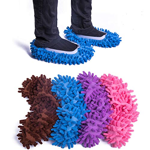 mop-slippers LIFEGREEN 4 Pairs Mop Slippers,Microfiber Dust Mop