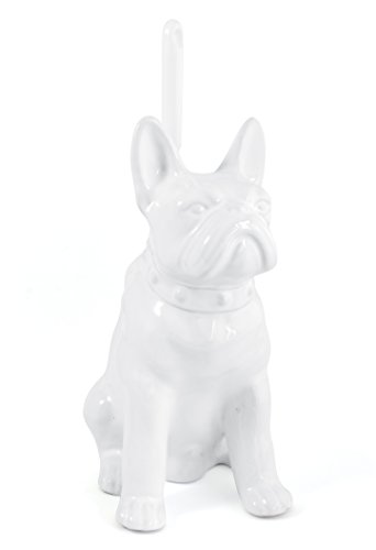 novelty-toilet-brushes GELCO Design Dog Toilet Brush Pot, Ceramic, White,