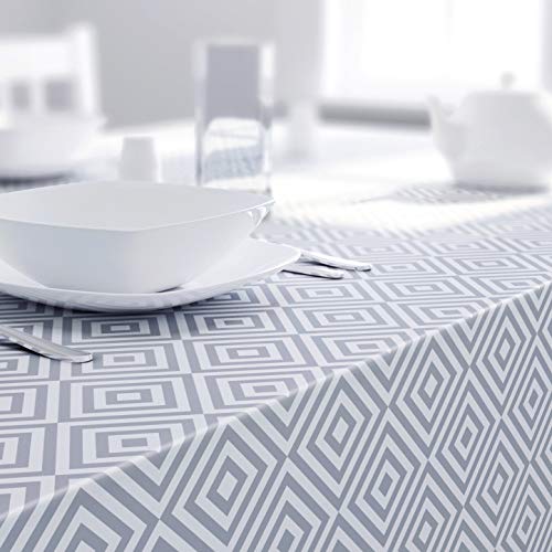 oil-cloths Dehaus® GEO Wipe Clean Table Cloth GREY, PVC Tabl