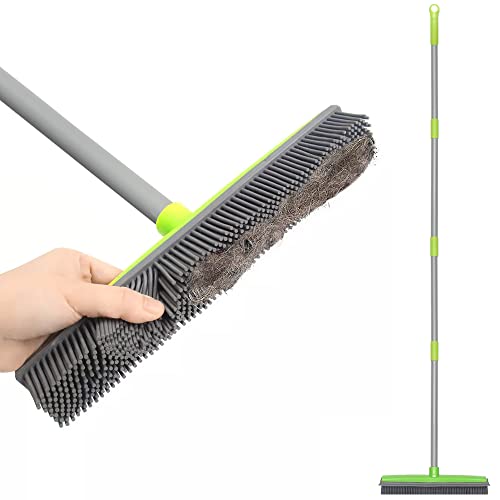 outdoor-brooms Rubber Broom with Squeegee, Carpet Broom with 59 i