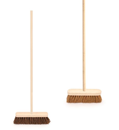outdoor-brooms TWIN PACK OF TRADITIONAL WOODEN SWEEPING BRUSHES -