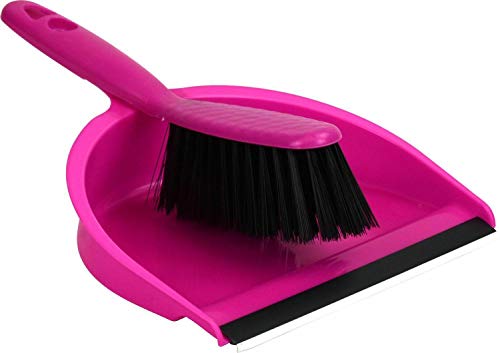 pink-dustpans-and-brushes Indoor Plastic Dustpan with Soft PVC Brush Sweeper